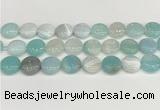 CAA4608 15.5 inches 16mm flat round banded agate beads wholesale