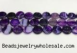 CAA4613 15.5 inches 18mm flat round banded agate beads wholesale