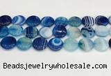 CAA4617 15.5 inches 18mm flat round banded agate beads wholesale