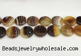 CAA4628 15.5 inches 25mm flat round banded agate beads wholesale