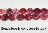 CAA4631 15.5 inches 25mm flat round banded agate beads wholesale