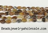 CAA4645 15.5 inches 10*14mm oval banded agate beads wholesale