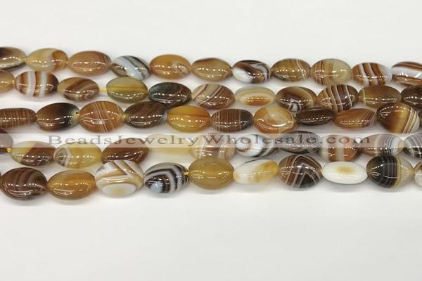 CAA4645 15.5 inches 10*14mm oval banded agate beads wholesale