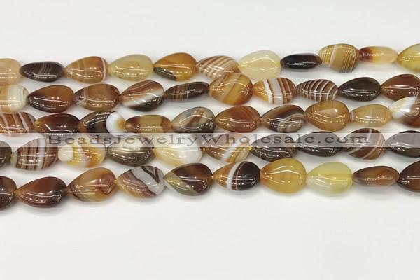 CAA4686 15.5 inches 10*14mm flat teardrop banded agate beads wholesale