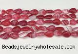 CAA4689 15.5 inches 10*14mm flat teardrop banded agate beads wholesale