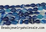 CAA4691 15.5 inches 10*14mm flat teardrop banded agate beads wholesale