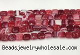 CAA4729 15.5 inches 10*10mm square banded agate beads wholesale