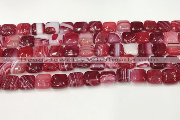 CAA4729 15.5 inches 10*10mm square banded agate beads wholesale