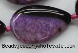 CAA475 15.5 inches 25*38mm flat teardrop agate druzy geode beads