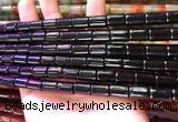 CAA4999 15.5 inches 8*12mm tube black agate beads wholesale