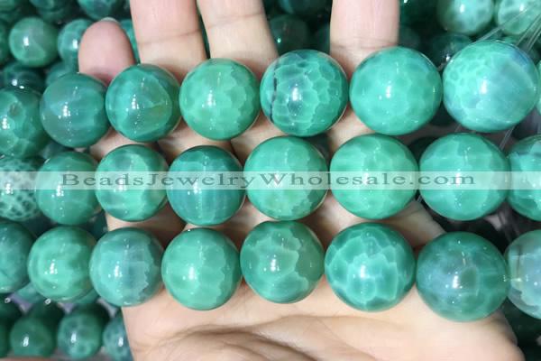 CAA5027 15.5 inches 18mm round green dragon veins agate beads