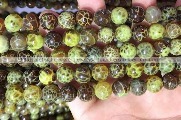 CAA5039 15.5 inches 10mm round yellow dragon veins agate beads