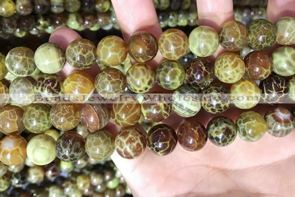 CAA5040 15.5 inches 12mm round yellow dragon veins agate beads