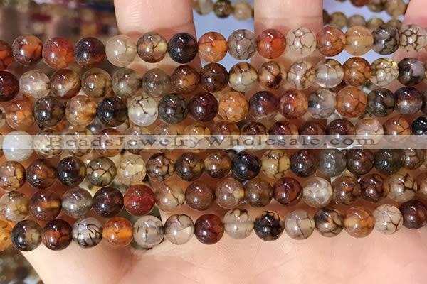 CAA5047 15.5 inches 6mm round dragon veins agate beads wholesale