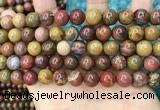 CAA5135 15.5 inches 10mm round red moss agate beads wholesale