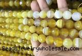 CAA5150 15.5 inches 6mm faceted round banded agate beads