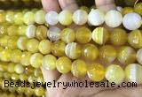 CAA5152 15.5 inches 10mm faceted round banded agate beads