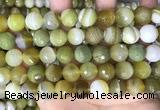 CAA5161 15.5 inches 14mm faceted round banded agate beads