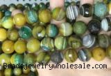 CAA5169 15.5 inches 16mm faceted round banded agate beads