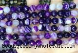 CAA5179 15.5 inches 8mm faceted round banded agate beads