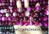 CAA5187 15.5 inches 10mm faceted round banded agate beads