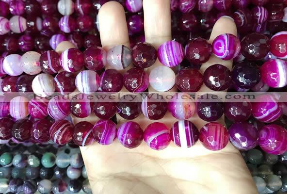 CAA5187 15.5 inches 10mm faceted round banded agate beads