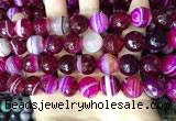 CAA5189 15.5 inches 14mm faceted round banded agate beads