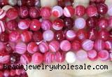 CAA5195 15.5 inches 12mm faceted round banded agate beads