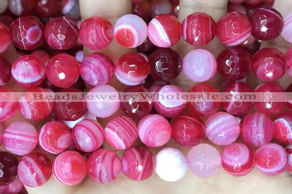 CAA5197 15.5 inches 16mm faceted round banded agate beads