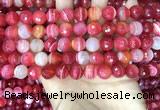 CAA5200 15.5 inches 8mm faceted round banded agate beads