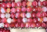 CAA5203 15.5 inches 14mm faceted round banded agate beads