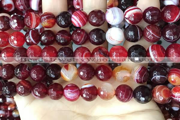 CAA5214 15.5 inches 8mm faceted round banded agate beads