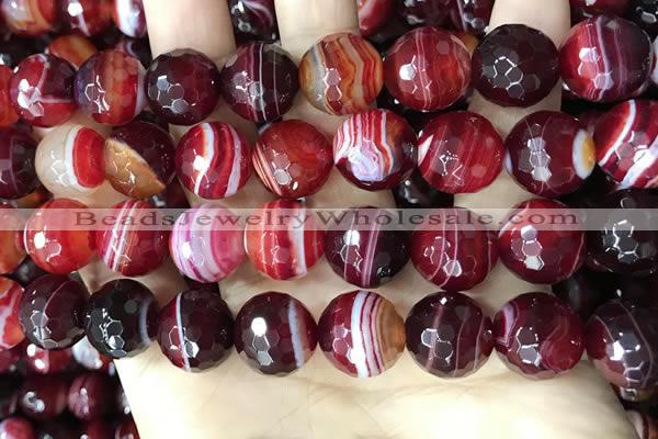 CAA5218 15.5 inches 16mm faceted round banded agate beads