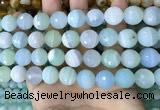 CAA5224 15.5 inches 14mm faceted round banded agate beads