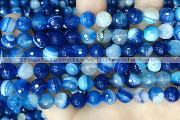 CAA5228 15.5 inches 8mm faceted round banded agate beads