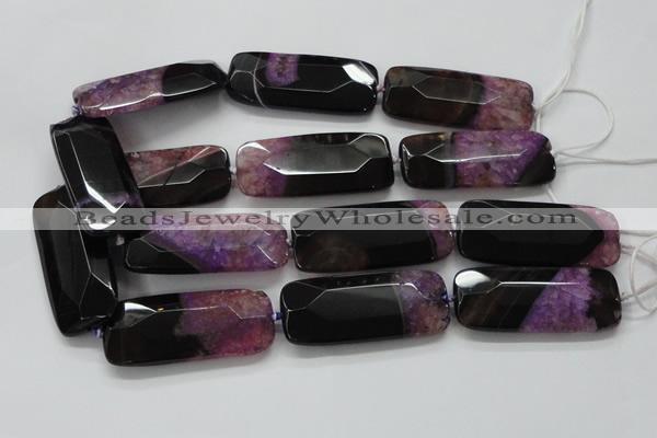 CAA523 15.5 inches 25*56mm faceted rectangle agate druzy geode beads