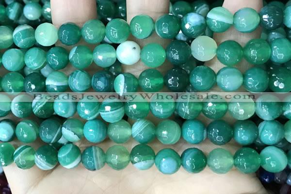 CAA5235 15.5 inches 8mm faceted round banded agate beads