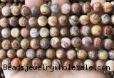 CAA5272 15.5 inches 8mm round natural red crazy lace agate beads