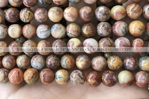 CAA5274 15.5 inches 12mm round natural red crazy lace agate beads