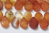 CAA5301 Top drilled 6*8mm flat teardrop line agate beads