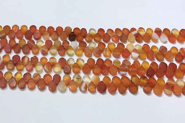 CAA5301 Top drilled 6*8mm flat teardrop line agate beads