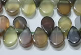 CAA5303 Top drilled 6*8mm flat teardrop line agate beads