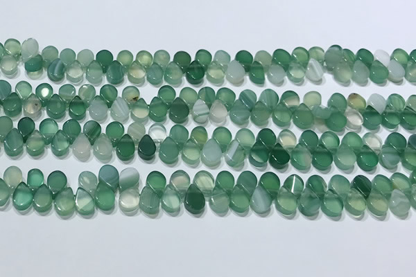 CAA5307 Top drilled 6*8mm flat teardrop line agate beads