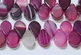 CAA5308 Top drilled 6*8mm flat teardrop line agate beads