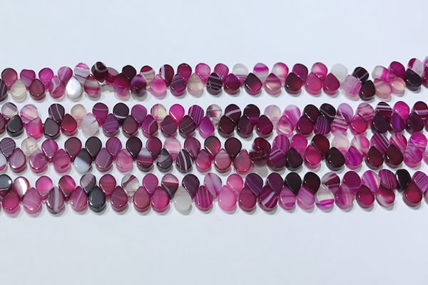 CAA5308 Top drilled 6*8mm flat teardrop line agate beads