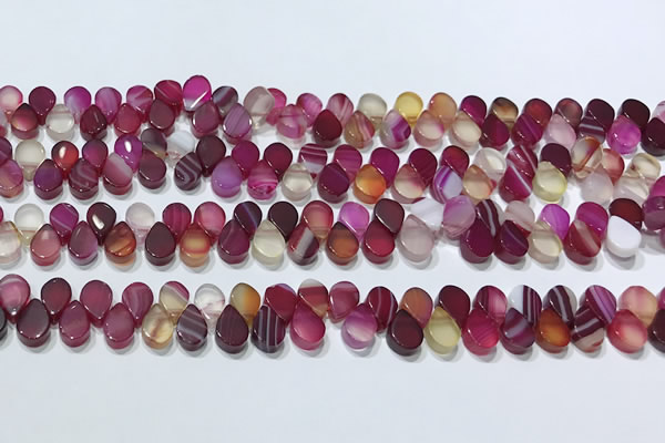 CAA5309 Top drilled 6*8mm flat teardrop line agate beads