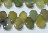 CAA5311 Top drilled 6*8mm flat teardrop line agate beads