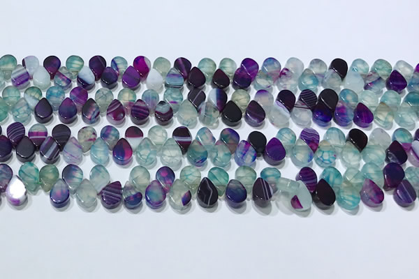 CAA5313 Top drilled 6*8mm flat teardrop line agate beads