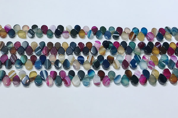 CAA5315 Top drilled 6*8mm flat teardrop line agate beads