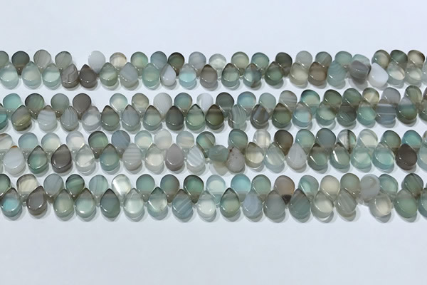 CAA5316 Top drilled 6*8mm flat teardrop line agate beads